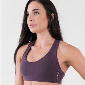 Purple criss cross sports bra